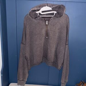 Aerie‎ Taupe/Brown Quarter-Zip Hoodie